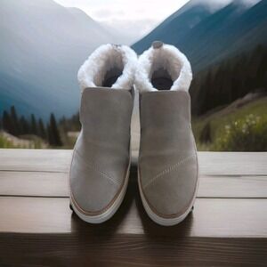 TOMS‎ Womens Paxton Suede Faux Fur Slip-On Shoes Booties 8